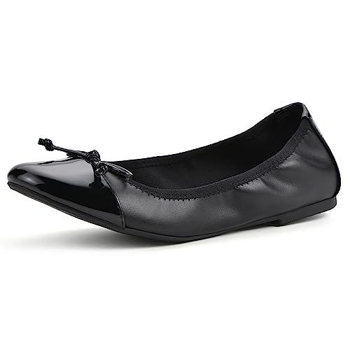 WHITE MOUNTAIN Damen Schuhe Sunnyside II Ballerinas, Schwarz/Schwarz/Lack, 43 EU von WHITE MOUNTAIN