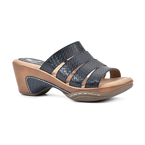 WHITE MOUNTAIN Damen Valora Keilsandale, Schwarz/Met/Gewebt, 41 EU von WHITE MOUNTAIN