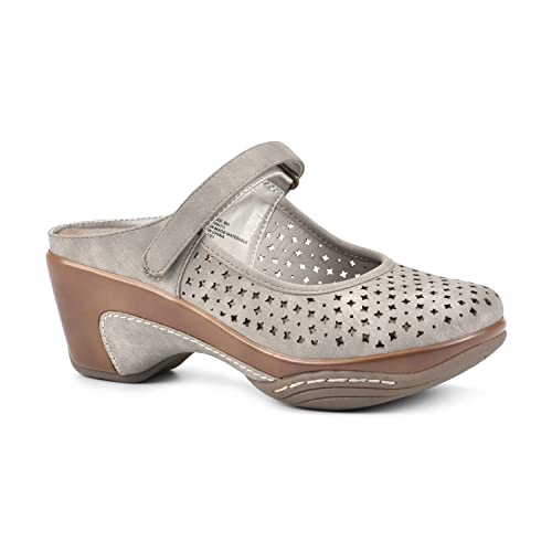 WHITE MOUNTAIN Damen Vinto Holzschuh, Helltaupe/Wildleder glatt, 41.5 EU von WHITE MOUNTAIN