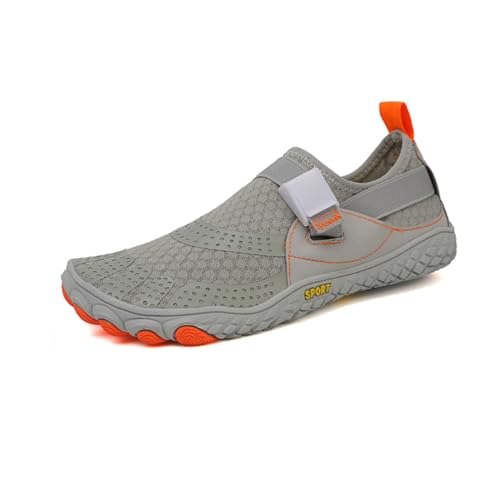 Sportsandale Herren Wanderschuhe Outdoor Sommer Hiking Sandale Atmung Mesh Trekkingschuhe Leichte Barfußschuhe Anti-Rutsch Atmungsaktiv Schnell Trocknend,greyorange-36 von WHLWDH