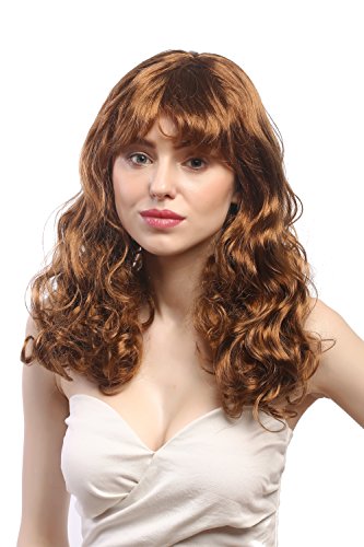 WIG ME UP - 91266-ZA8 Perücke Damen Karneval Fasching Lang Pony Wellen Diva Southern Belle Braun von WIG ME UP