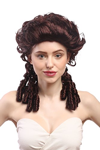 WIG ME UP - DH1009-ZA30 Perücke Damen Karneval Barock Renaissance Romantik Spiral Hofdame Locken toupiert Braun Kastanienbraun von WIG ME UP