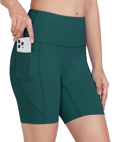 WIILIT 6" Damen Badeshorts UPF50 Badehose Bikinihose Schwimmshorts Hohe Taille Tummy Control Boardshorts Schnell Trocknend mit Innenfutter Taschen Türkis XXL von WILLIT