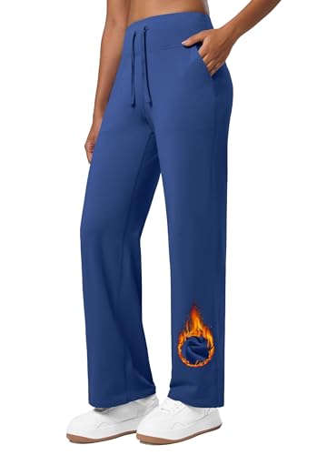 WILLIT Damen Fleece gefütterte Hose Winter Yogahose Thermohose Yoga Hose Weites Bein Lounge Hose mit Taschen Dunkelblau XS WILLIT Damen Fleece gefütterte Hose Winter Yogahose Thermohose Yoga Hose Weites Bein Lounge Hose mit Taschen Dunkelblau XS von WILLIT