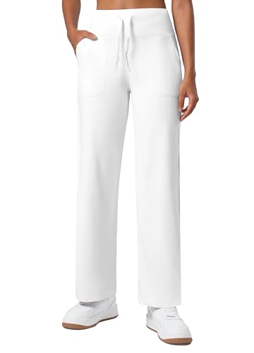 WILLIT Damen Fleece gefütterte Hose Winter Yogahose Thermohose Yoga Hose Weites Bein Lounge Hose mit Taschen Weiß 3XL WILLIT Damen Fleece gefütterte Hose Winter Yogahose Thermohose Yoga Hose Weites Bein Lounge Hose mit Taschen Weiß 3XL von WILLIT