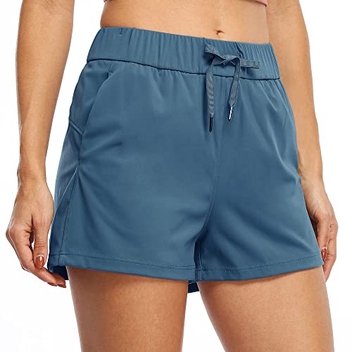 WILLIT Damen Shorts Yoga Lounge Shorts Wandern Laufshorts Aktiv Laufen Shorts Comfy Casual Shorts mit Taschen 2.5" Blaue 2XL von WILLIT