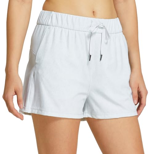 WILLIT Damen Shorts Yoga Lounge Shorts Wandern Laufshorts Aktiv Laufen Shorts Comfy Casual Shorts mit Taschen 2.5" Heideweiß L von WILLIT