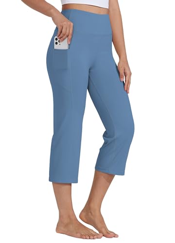 WILLIT Caprihose Damen Yogahose Sporthose Capri Leggings High Waist Hosen Crop gerades Bein Sommerhose Freizeithose Sport Übung Workout 21" mit Taschen Graublau XXL WILLIT Caprihose Damen Yogahose Sporthose Capri Leggings High Waist Hosen Crop gerades Bein Sommerhose Freizeithose Sport Übung Workout 21" mit Taschen Graublau XXL von WILLIT