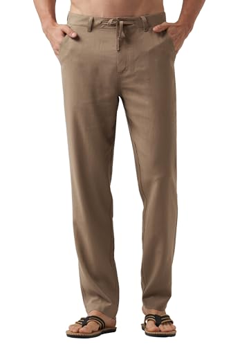 WILLIT Leinenhose Herren Lang Baumwolle Stoffhose Leicht Sommerhose Männer Freizeithose Jogginghose mit Taschen Kordelzug für Urlaub Yoga Strand Alltag Dunkelkhaki 31Wx32L WILLIT Leinenhose Herren Lang Baumwolle Stoffhose Leicht Sommerhose Männer Freizeithose Jogginghose mit Taschen Kordelzug für Urlaub Yoga Strand Alltag Dunkelkhaki 31Wx32L von WILLIT