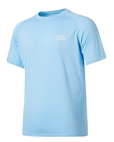 Willit Herren-T-Shirt, LSF 50+, Sonnenschutz, kurzärmelig, schnelltrocknend, LSF, Angeln, UV-Shirt, Wandern, blau, Klein von WILLIT