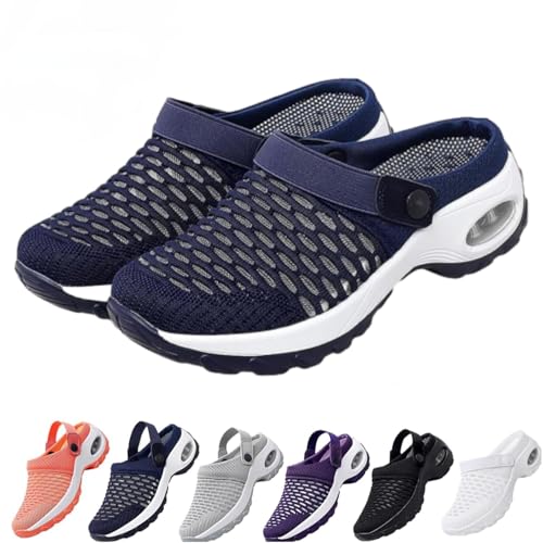 Damen Orthopädische Clogs mit Luftkissenunterstützung, orthopädische Weitfuß-Clogs Sneaker, leichte Luftkissen-Slip-On-Walkingschuhe, blau, 46 EU Damen Orthopädische Clogs mit Luftkissenunterstützung, orthopädische Weitfuß-Clogs Sneaker, leichte Luftkissen-Slip-On-Walkingschuhe, blau, 46 EU von WINDEHAO