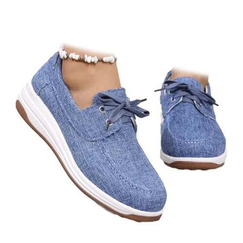 Orthopädische Schnürschuhe für Damen, flache Schuhe, breite bequeme Fußgewölbeunterstützung, Boardschuhe, ultraleicht, Slip-On-Sneaker, Ortho Wear Loafers, blau, 43 EU Orthopädische Schnürschuhe für Damen, flache Schuhe, breite bequeme Fußgewölbeunterstützung, Boardschuhe, ultraleicht, Slip-On-Sneaker, Ortho Wear Loafers, blau, 43 EU von WINDEHAO
