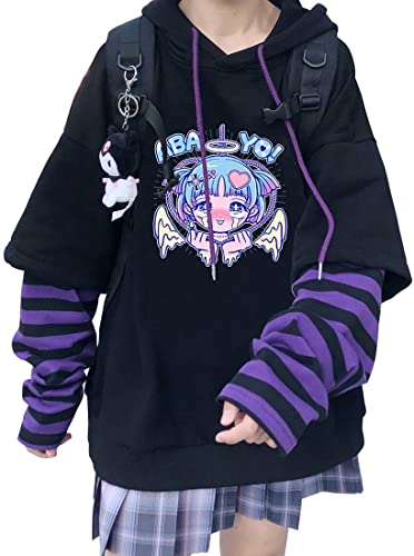 WINKEEY Damen Japan Kawaii Sweatshirt Mädchen Anime Pullover Gothic Ins Hoodies Ulzzang Vintage Tops Herbst Winter Oberteil, Engel XXL von WINKEEY