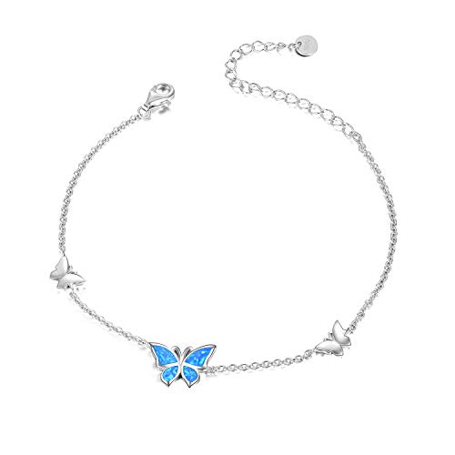 WINNICACA Schmetterling Opal Armband S925 Sterling Silber Blau Opal Armreif Schmuck für Frauen Mädchen Geschenke von WINNICACA