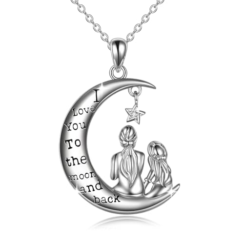 WINNICACA Geschenke für Mama 925 Sterling Silber Mutter Tochter Halskette Anhänger Schmuck Geschenke Für Frauen Geburtstag Muttertag von WINNICACA