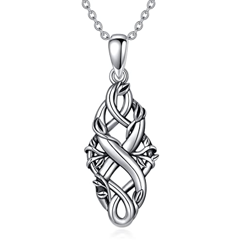 WINNICACA Keltische Halskette 925 Sterling Silber Keltischer Knoten Baum des Lebens Halskette Triquetra Keltische Halskette für Frauen Religiöwen Schmuck von WINNICACA