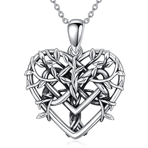 WINNICACA Keltischer Liebes Knoten Anhänger Baum der Lebens Halskette 925 Sterling Silber Keltischer Knoten Baum des Lebens Keltische Halskette für Frauen religiöser Schmuck von WINNICACA