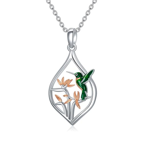 WINNICACA Kolibri Halskette 925 Sterling Silber Damen Schmuck Geburtstag Weihnachten Geschenk für Frauen von WINNICACA