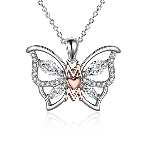 WINNICACA Mama Halskette Damen s925 Sterling Silber kette mit Schmetterling-Anhänger für Mutter und Tochter, Muttertag und Geburtstag Geschenk für Frauen von WINNICACA