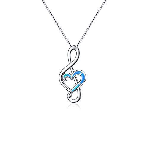 WINNICACA Musik Note Halskette Sterling Silber Halskette Blauer Opal Halsketten Geschenke für Frauen Mädchen Muttertag von WINNICACA