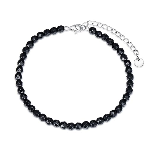 WINNICACA Perlen-Armbänder für Damen, Boho Schwarzes Onyx-Edelstein Perlenarmband aus 925er Sterlingsilber von WINNICACA
