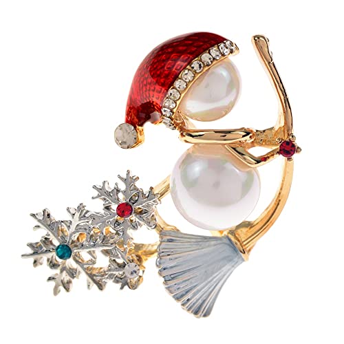 Pin Schmuck Geschenke for Frauen Schöne Emaille Schneemann Perlen Broschen for Frauen und Männer Strass Schneeflocke Weihnachtsbrosche Pins Neujahrsgeschenke Broschen und Anstecknadeln von WIPPWER