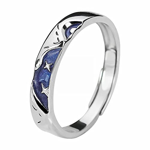WIPPWER Blauer Ring for Männer, modisch, Minderheit, einzelner Index-Ring, modisch, frisches Gel, modisch, Luxus, Verlobung, Hochzeit, Ringe für von WIPPWER