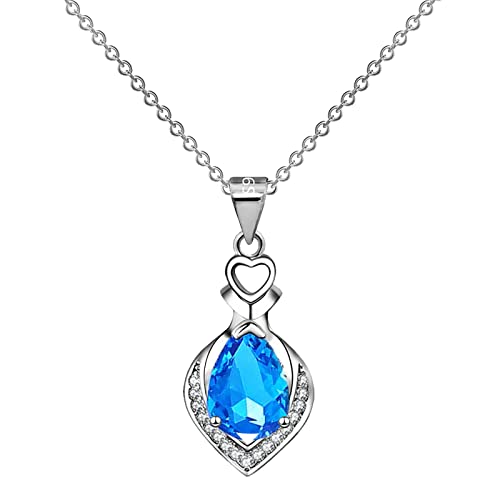WIPPWER Diamant-Halskette Frau schlägt schillernden Diamant-Anhänger Diamant-Anhänger Frau Damen lange Halsketten(Color:Blue) von WIPPWER