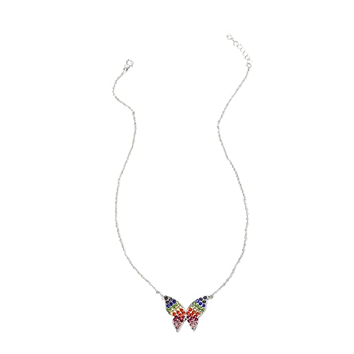 WIPPWER Lange Silberne Halsketten for Frauen, Modeschmuck, Schmetterlings-Anhänger-Halskette, Temperament-Diamant, exquisite Schlüsselbeinkette, Schmuck, Buch-Medaillon-Halskette von WIPPWER