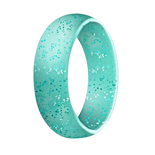WIPPWER Ringe for Frauen Silic1 Ring 5,7 mm breiter Ring Yoga-Ring Sportring Perle Helle Versprechensringe for Sie(Color:Blue,Size:4) von WIPPWER