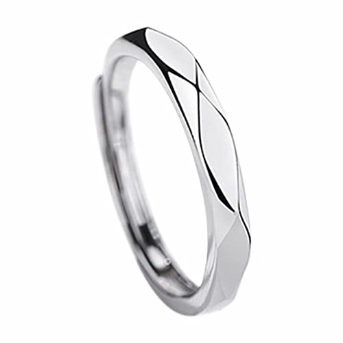 WIPPWER Verstellbarer Liebhaberring aus italienischem Sterlingsilber for Paare, Set in Schwarz und Ring for Männer und Frauen, Ehering(Color:Sl2) von WIPPWER