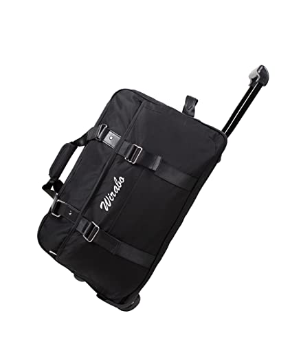 WIRABO Trolley Reisetasche mit Rollen klein 54L Weekender Travel Bag Handgepäck Gepäcktasche Sporttasche Reisekoffer Damen Herren Schwarz von WIRABO