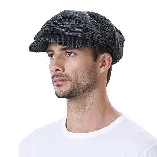WITHMOONS Schlägermütze Golfermütze Schiebermütze Newsboy Hat Wool Felt Simple Gatsby Ivy Cap SL3525 (Black) von WITHMOONS