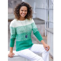 Witt Damen Langarm-Pullover, ecru-smaragd-meliert von Witt