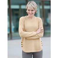 Witt Damen Langarm-Pullover mit Zierknöpfen am Saum, elfenbein von Witt