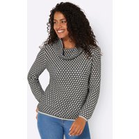 Witt Damen Rollkragen-Pullover, schwarz-ecru-gemustert von Witt