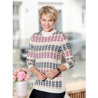 Witt Damen Stehkragen-Pullover, ecru-nachtblau-gemustert von Witt