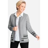 Witt Damen Strickjacke, steingrau-ecru-gemustert von Witt