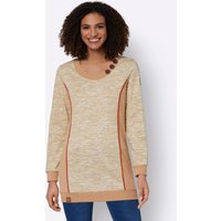 Witt Damen Sweatshirt in Longform, camel-weiß-meliert von Witt