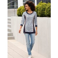 Witt Damen Sweatshirt in Longform, marine-weiß-meliert von Witt