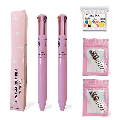 4 In 1 Make Up Pen, Multifunctional Eyebrows Eyeliner Lipliner Highlighter Makeup Pen, Touch Up 4-In-1 Make-Up Stift, Wasserdicht All In One Make-Up Stift Auge Langanhaltender (2 Stück) von WIWIDANG