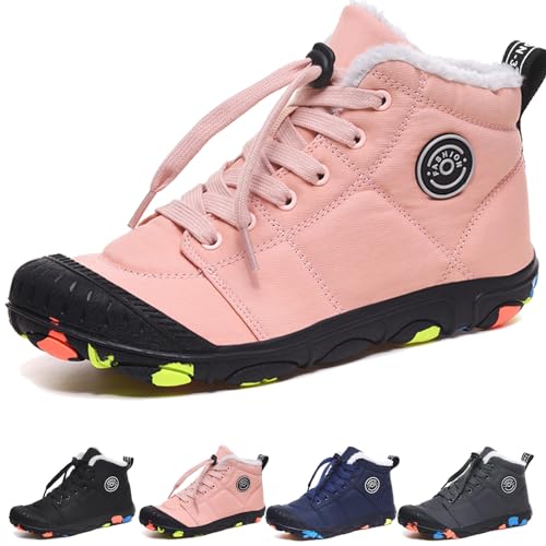 WIWIDANG Barfussschuhe Kinder Winter Wasserdicht, Barfußschuhe Kinder Herbst, Kid Winter Pro Barfuss Schuhe Herren Daman (Pink, 34) von WIWIDANG