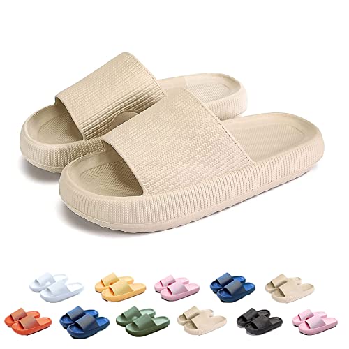 WIWIDANG Pummy Original Damen Cosy Slides Cosify Wolkenslipper Original Rutschfeste Weiche Hausschuhe (Khaki-1, adult, women, numeric_34, numeric_range, eu_footwear_size_system, numeric_35, medium) von WIWIDANG