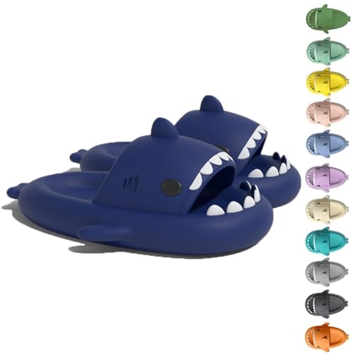 WIWIDANG Shark Swell Chanclas, Cloud Shark Slides für Herren Damen, rutschfeste Hai-Hausschuhe (Dark Blue, Erwachsene, Damen, 44, Numerisch (von/bis), EU Schuhgrößensystem, 45, M) von WIWIDANG