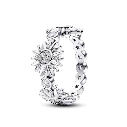 WJHwjh Sonne und Mond Ring 925 Sterling Silber Ring Schmuck Geburtstagsgeschenke für Frauen Mädchen Mutter Frau, Silver, L1/2 von WJHwjh