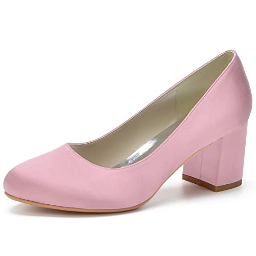 WJREGG Frauenhohe Absatz Pumps mit Stabiler Absatz, Klassische Party- und Hochzeits-Sandalen, Abendschuhe mit Rundem Zehen - Büro- und Hochzeits,Rosa,43 WJREGG Frauenhohe Absatz Pumps mit Stabiler Absatz, Klassische Party- und Hochzeits-Sandalen, Abendschuhe mit Rundem Zehen - Büro- und Hochzeits,Rosa,43 von WJREGG
