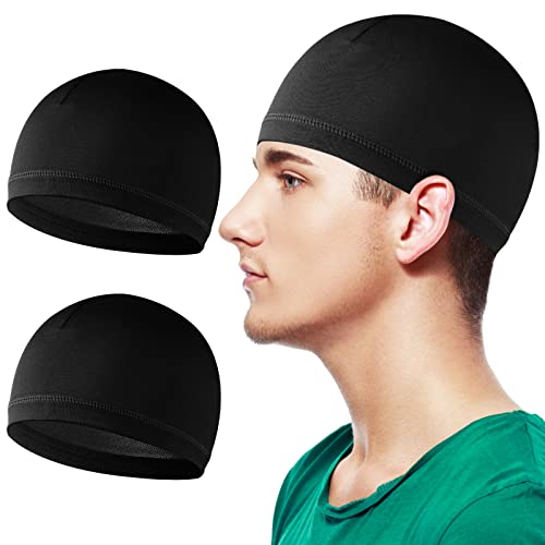 WLLHYF 2 Stück Herren Schädelmützen Weiche Beanie Schlafmützen Damen Dehnbarer Helmeinsatz Multifunktionale Kopfbedeckung Beanie Kappen für Radfahren Laufen von WLLHYF