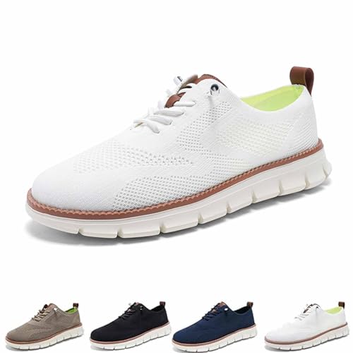 Mens Wearbreeze Shoes, Men's Oxfords Business Walking Tennis Shoes Mesh Dress Sneakers, Mesh Dress Sneakers Men (11,Blanc) von WLWWCX
