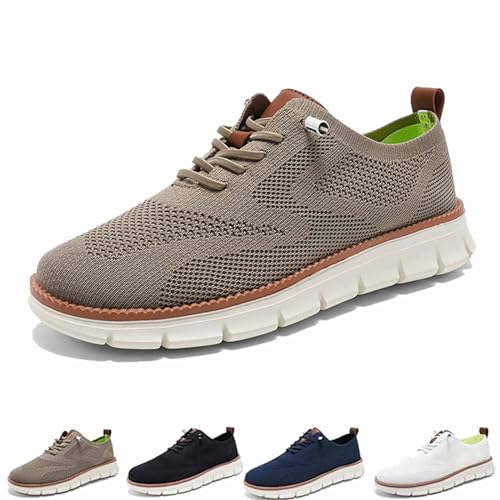 Mens Wearbreeze Shoes, Men's Oxfords Business Walking Tennis Shoes Mesh Dress Sneakers, Mesh Dress Sneakers Men (9,Kaki) von WLWWCX