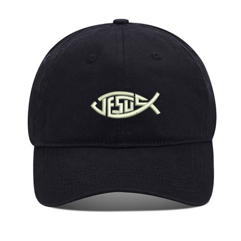 Jesus Christian Fish Unisex Stickerei Baseball Mütze Gewaschene Baumwolle Bestickt Verstellbare von WOAIXIA